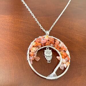 Chakra tree of life pendant natural stone necklace